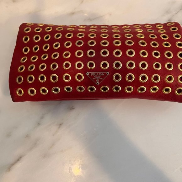Prada Nappa Grommet Clutch Bag in Red - Picture 5 of 5